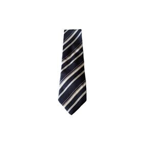 Christian Dior blue gray white silver diagonal striped silk tie